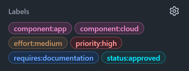 screenshot of the new labels design