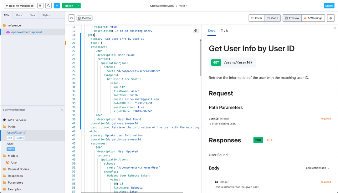 Screenshot of Stoplight's interface