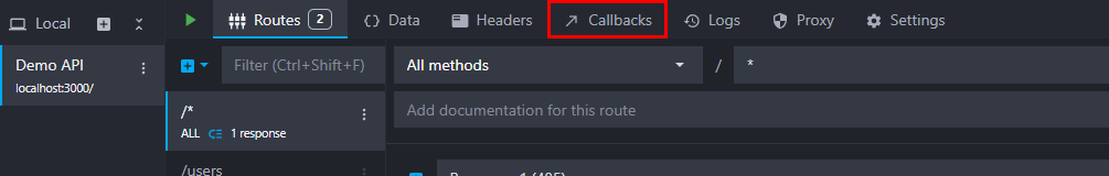 click on the callbacks tab at the top