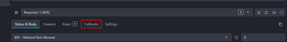 click on the callbacks tab in the route response menu