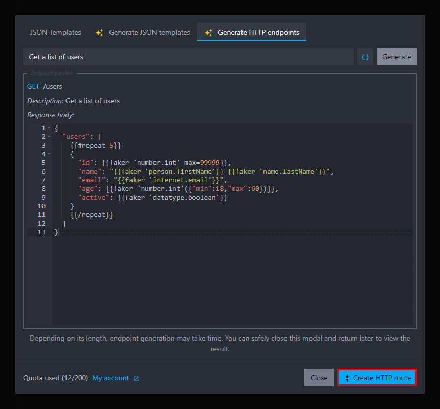 create full route from generated result