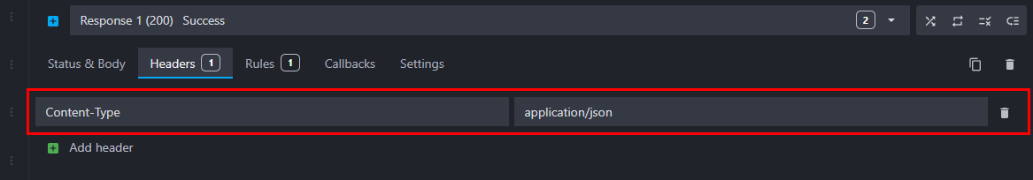 Complete route response header form