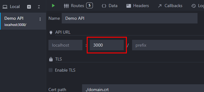 field to set a custom port