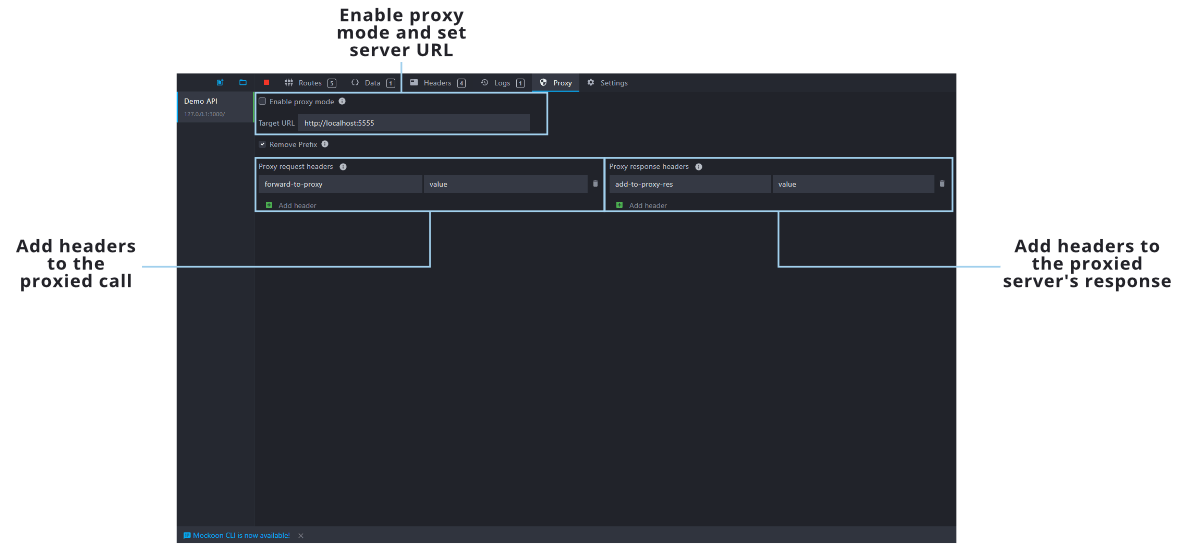 Mockoon proxy view