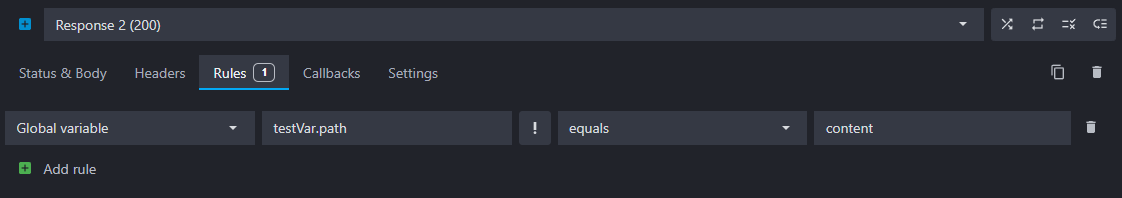 global variables choice in the rule target menu