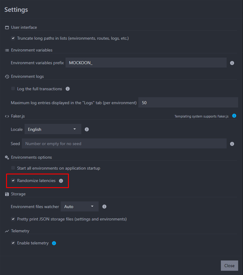 Random latency settings