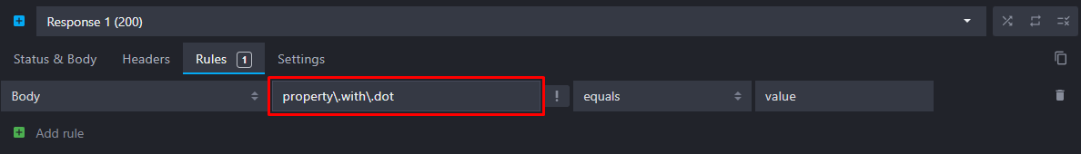 rule accessing property with dots