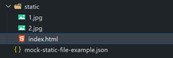 list of files in a folder named static with an index.html file