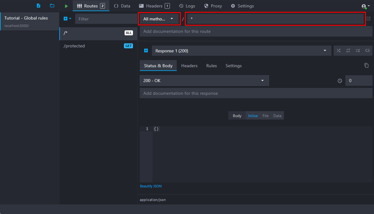 wildcard route on all methods