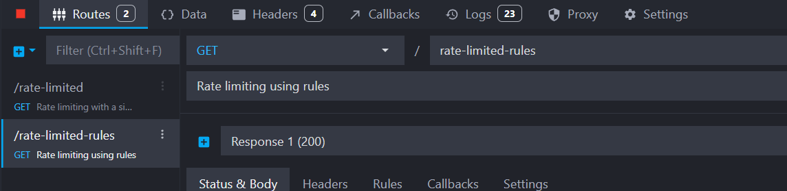 new HTTP POST route showing the path /protected