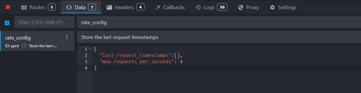 view of the new data bucket showing the above JSON template