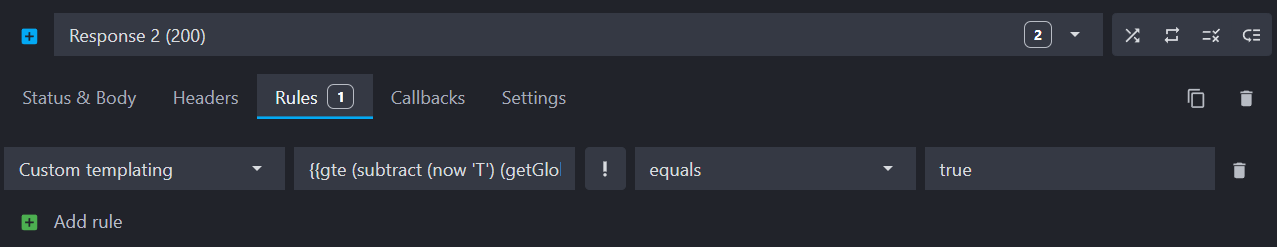 view of the rule interface