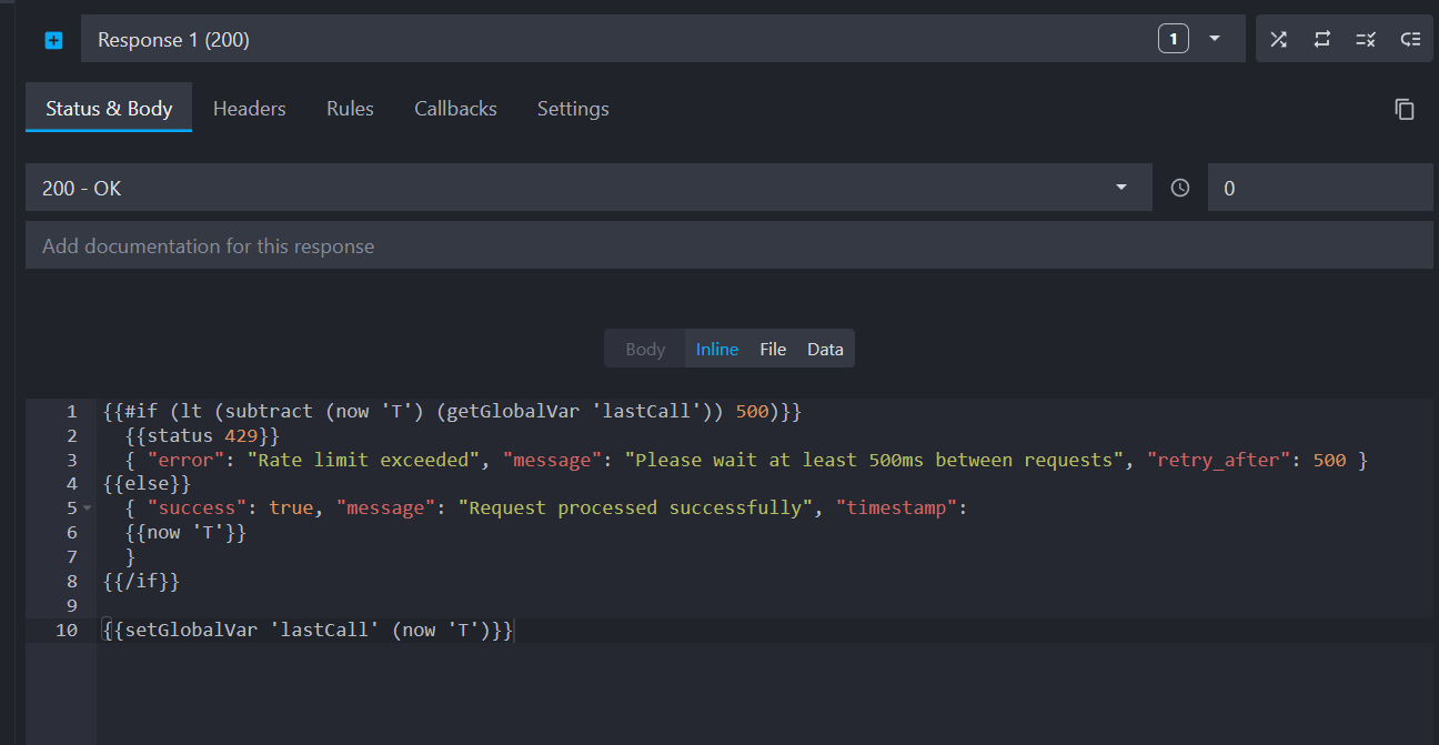 template-based rate limiting response