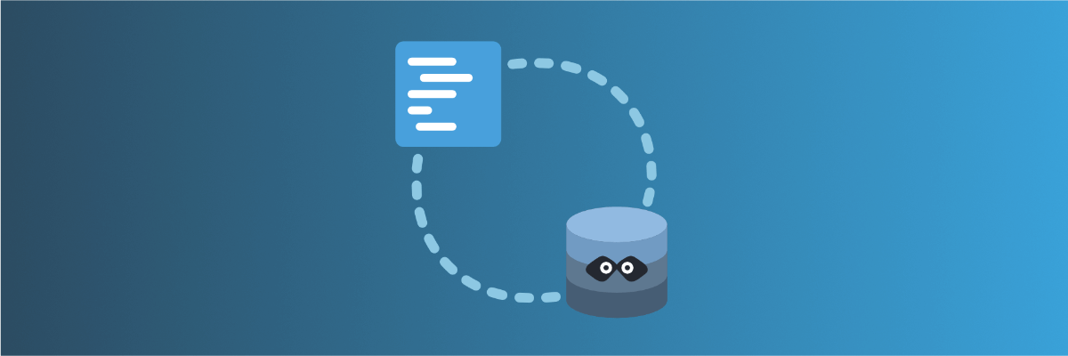 Mockoon logo inside a database cylinder communicating with a document